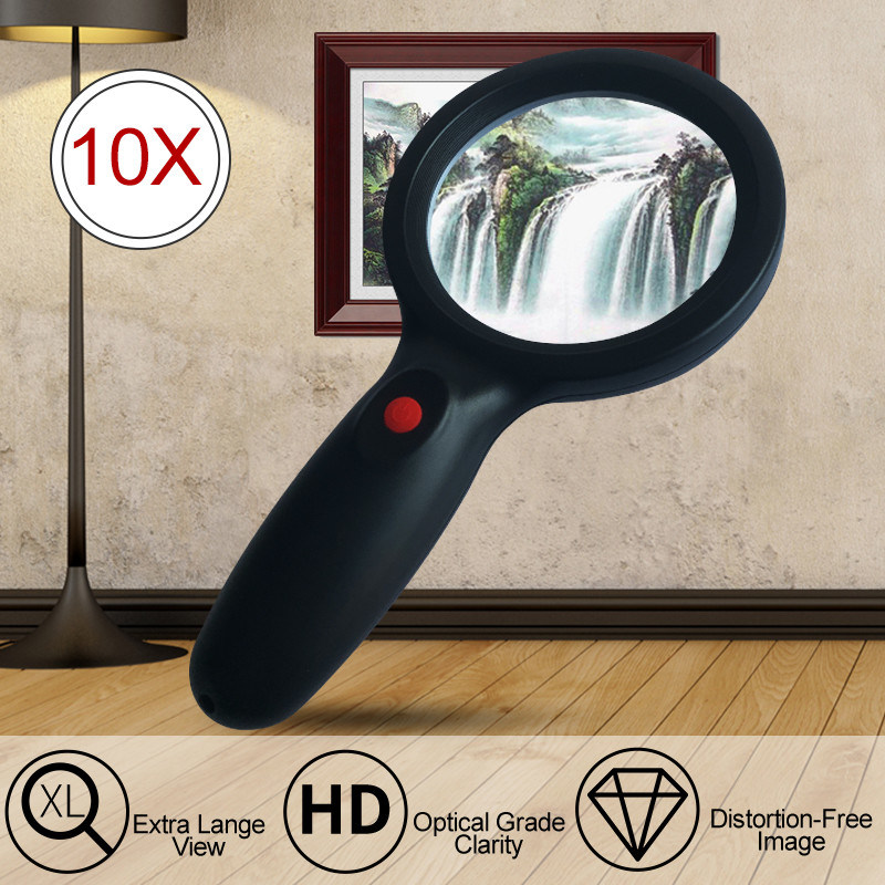 10X Handheld Magnifying Glass Plastic Handle Magnifier Glass for