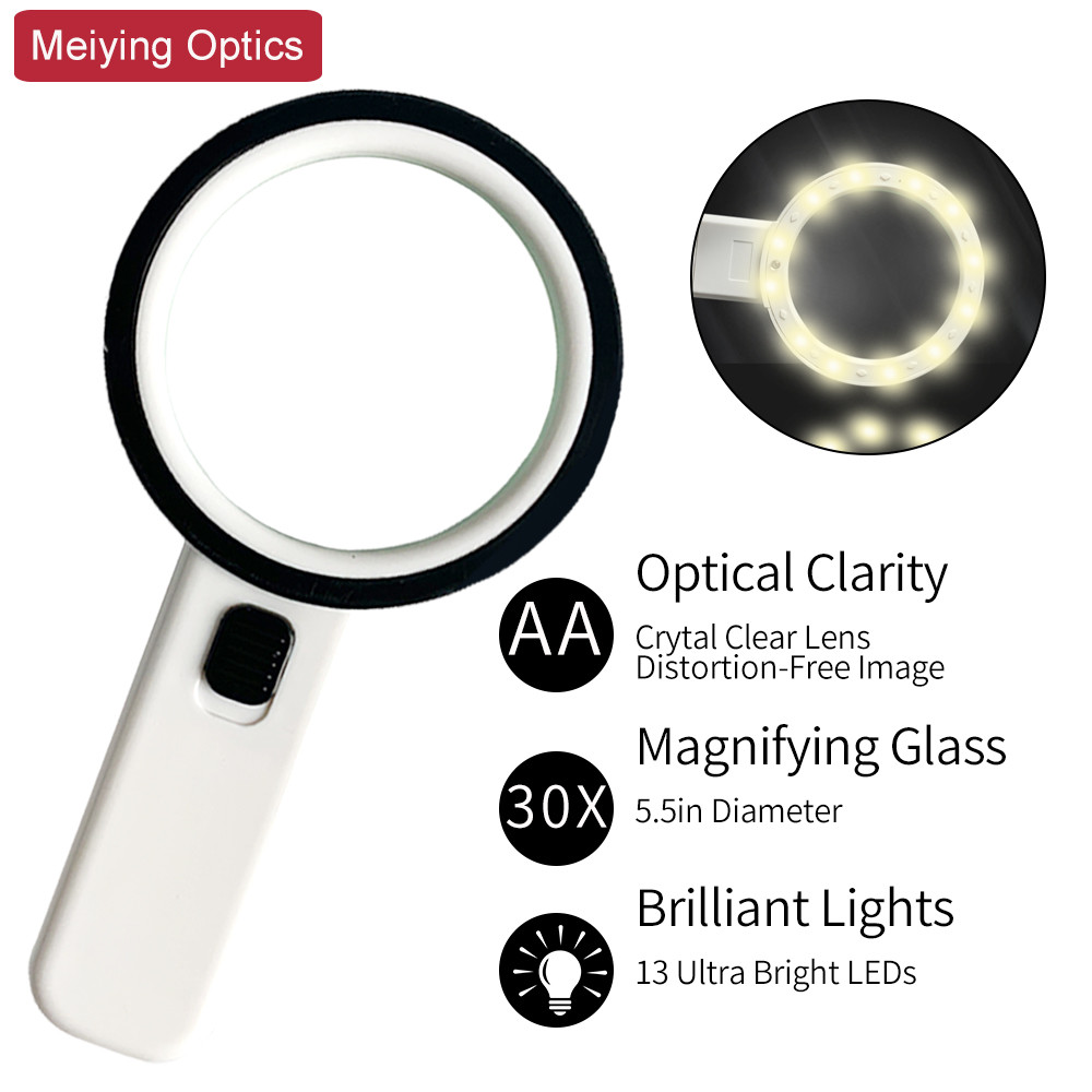 Handheld Magnifying Glass 30X with Light for Reading, Illuminated