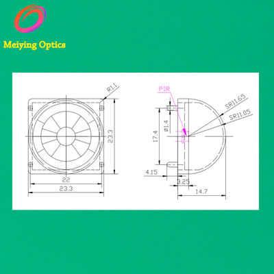 HDPE Material Dome Shape Transparent Color Pir Sensor Fresnel Lens For Infrared Switch Made In China Model 8002-2W