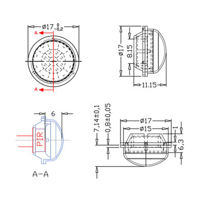 HDPE material cap shape pir fresnel lens，dome fresnel lens Model 1715